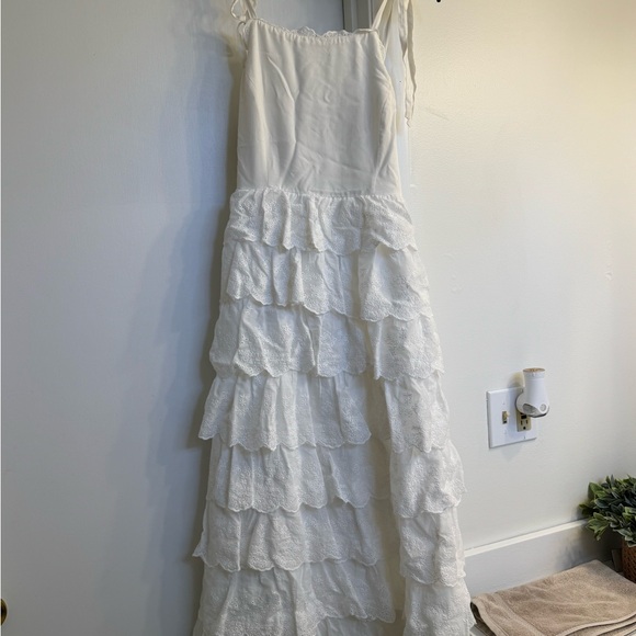 Lulu's White Tiered Midi Dress - Picture 5 of 5